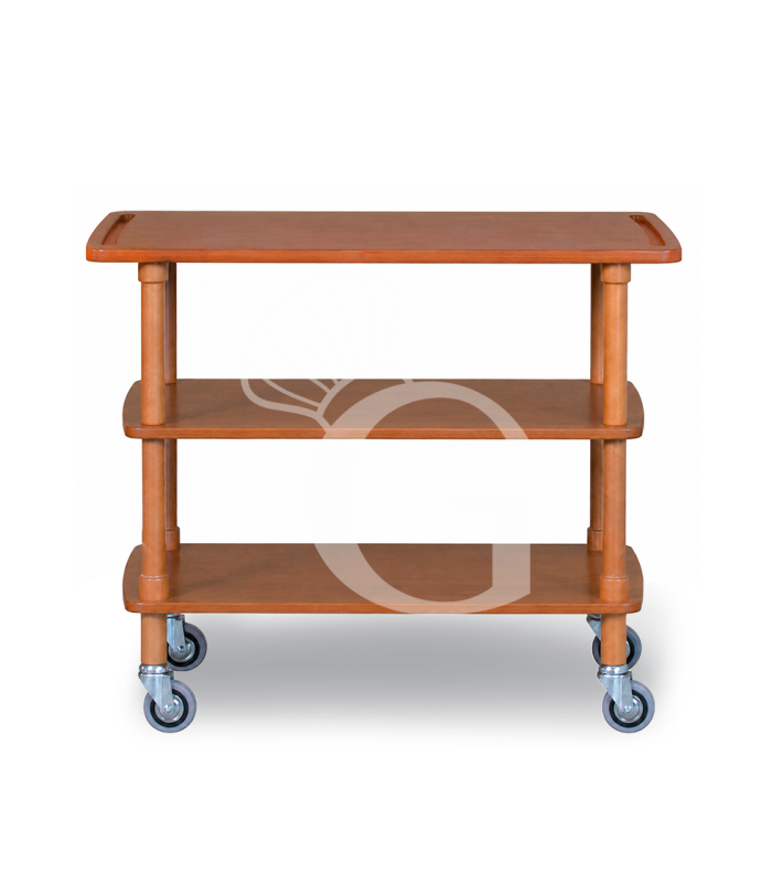 Carrello di servizio in legno con 3 ripiani L 1100 mm x P 400 mm x H 890 mm