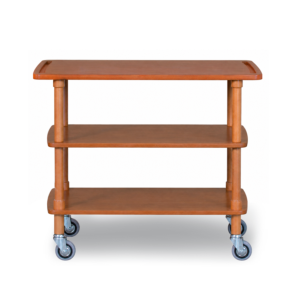 Carrello di servizio in legno con 3 ripiani L 1100 mm x P 400 mm x H 890 mm