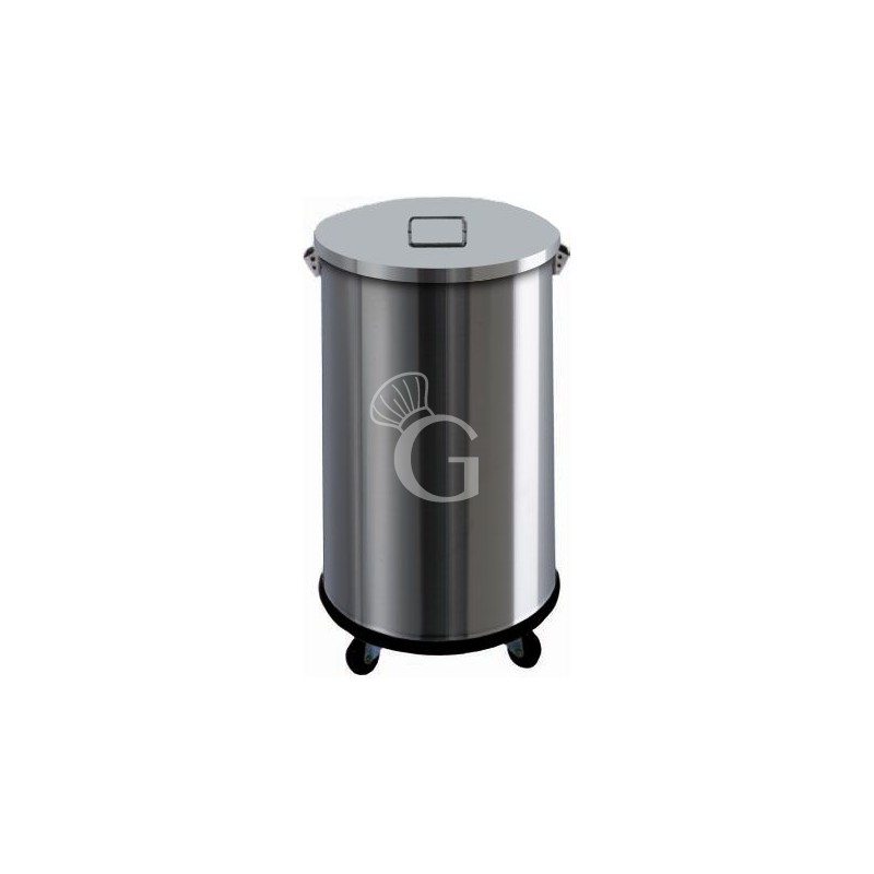 Portarifiuti in acciaio inox diametro 390 mm con ruote 63 LT