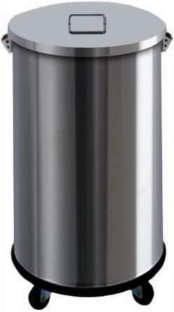 Portarifiuti in acciaio inox diametro 390 mm con ruote 63 LT