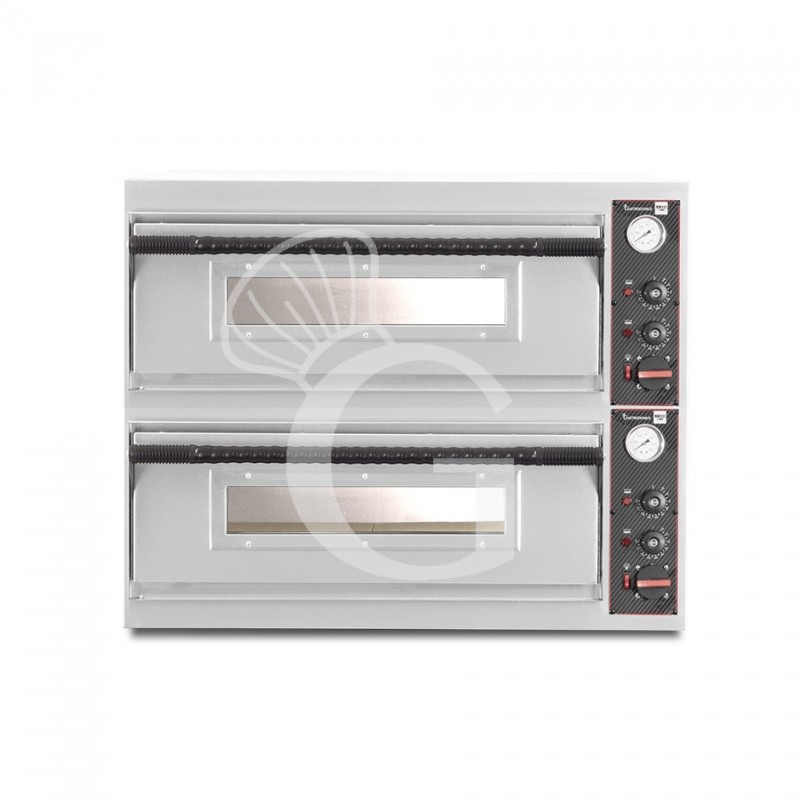 Forno Elettrico 4 + 4 pizze diametro 320 mm 2 camere controllo meccanico 9,4 Kw