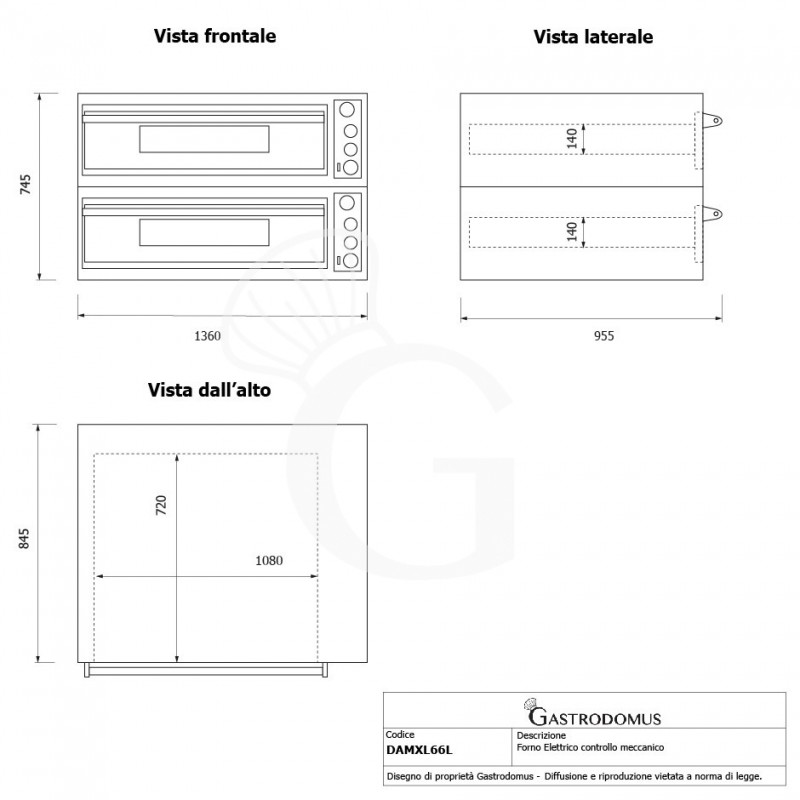Forno pizza elettrico meccanico 6 + 6 pizze Ø 350 mm - 18 KW, cappa a condensazione nera e cella di lievitazione nera