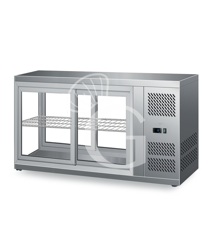 Vetrina Refrigerata ventilata acciaio inox porte scorrevoli 190 LT +2°C/+8°C L 1310 mm x P 510 mm x H 550 mm