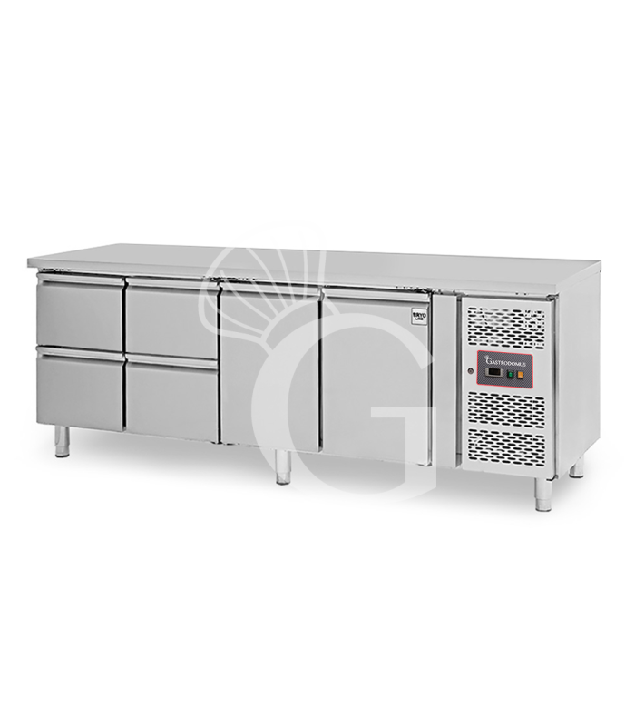 Tavolo Refrigerato 4 cassetti a sinistra e 2 porte -18°C/-22°C - Prof. 700 mm