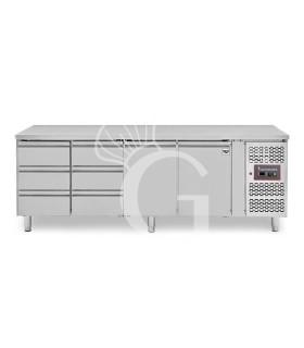 Tavolo Refrigerato 6 cassetti da 1/3 a sinistra e 2 porte -18°C/-22°C - Prof. 700 mm