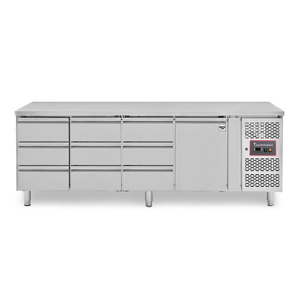 Tavolo Refrigerato 9 cassetti e 1 porta -18°C/-22°C - Prof. 700 mm