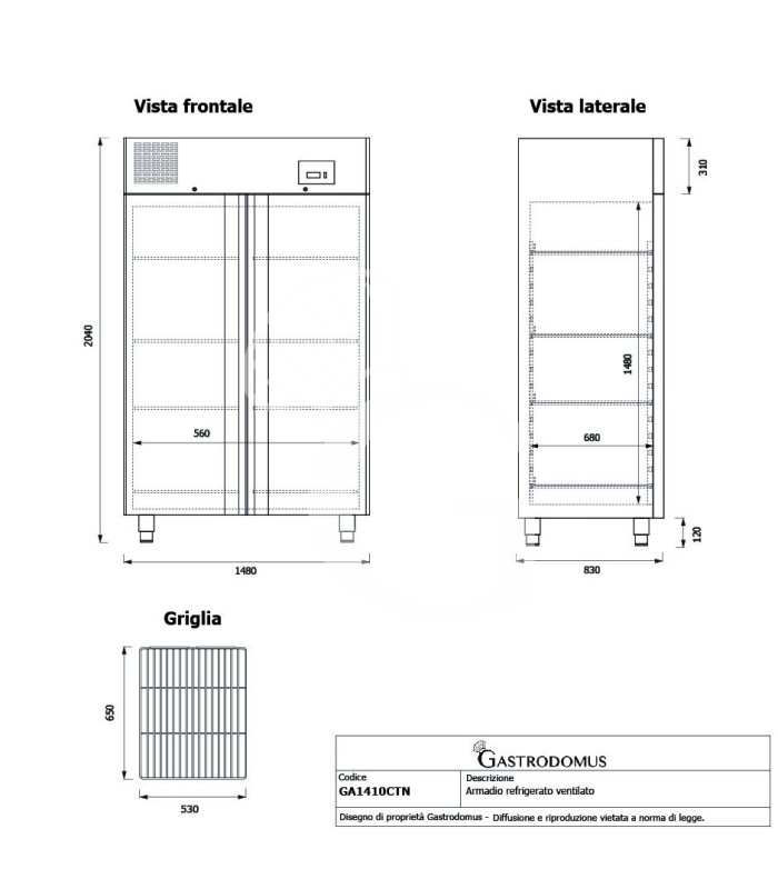 Armadio congelatore Ventilato -18°C/-22°C - 1375 LT