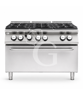 Cucina professionale a gas 6 fuochi forno a gas maxi profondità 900 mm