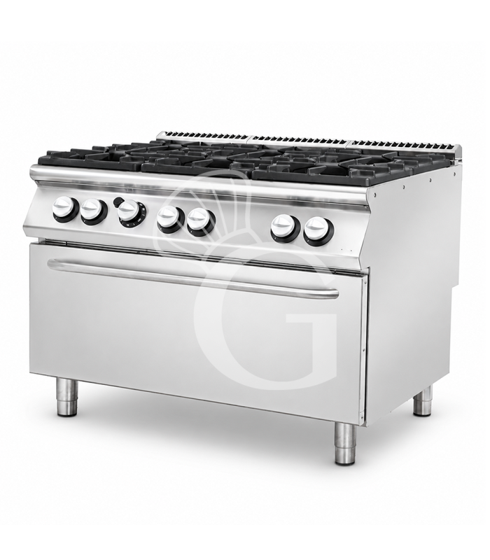 Cucina professionale a gas 6 fuochi forno a gas maxi profondità 900 mm