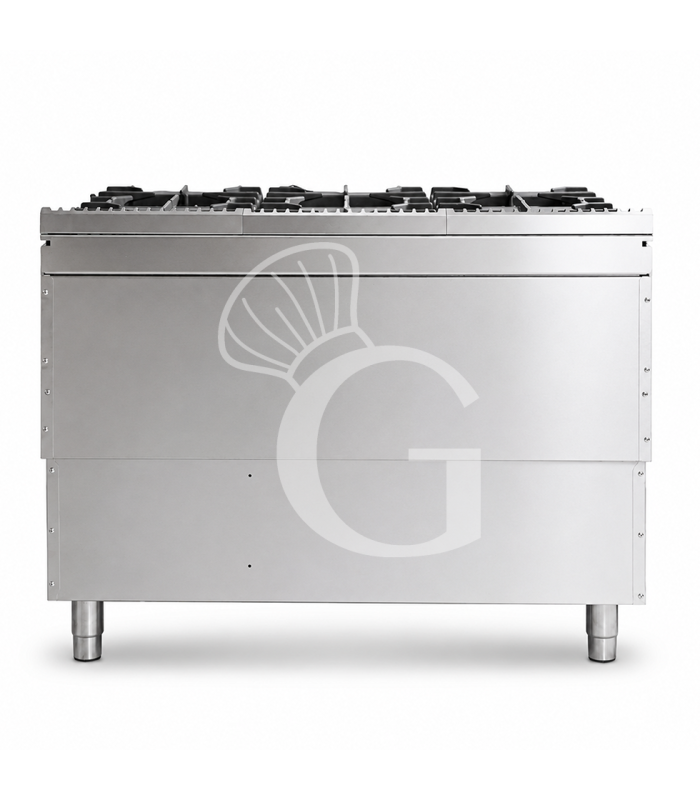 Cucina professionale a gas 6 fuochi forno a gas maxi profondità 900 mm
