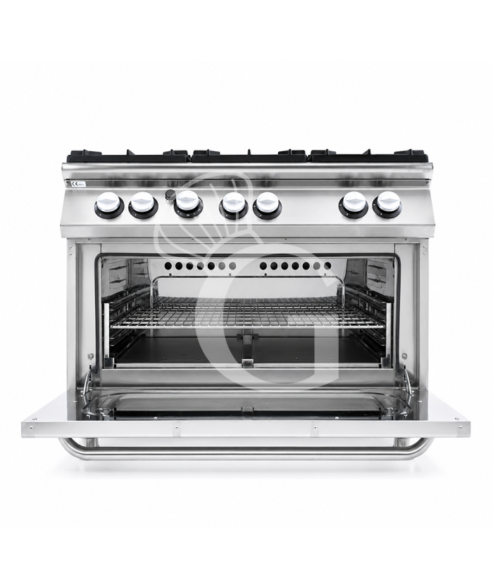 Cucina professionale a gas 6 fuochi forno a gas maxi profondità 900 mm