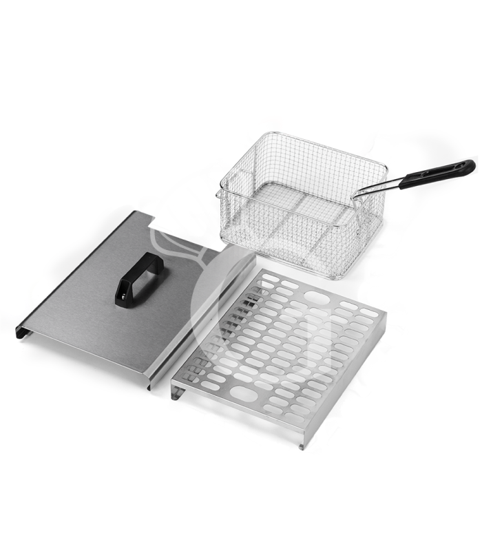 Friggitrice elettrica da banco con rubinetto 2 vasche 10+10 LT potenza 3+3 KW Monofase