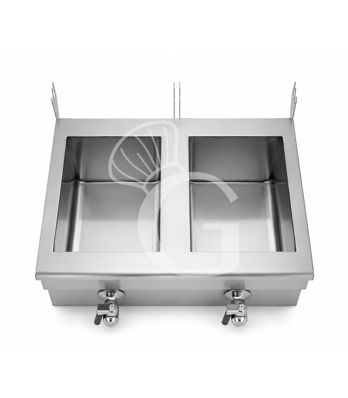 Friggitrice elettrica da banco con rubinetto 2 vasche 10+10 LT potenza 3+3 KW Monofase