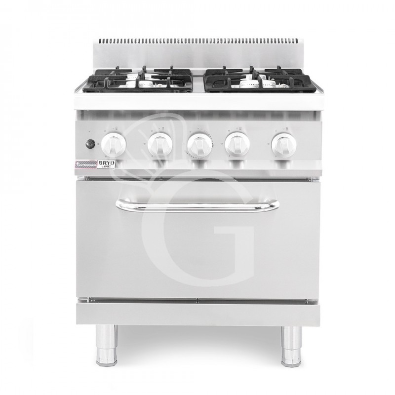 Cucina professionale a gas 4 fuochi forno a gas statico profondità 700 mm