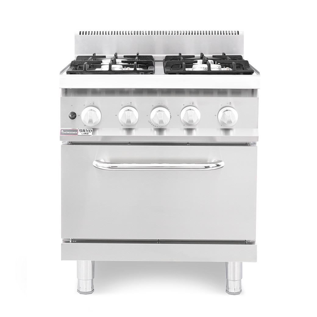 Cucina professionale a gas 4 fuochi forno a gas statico profondità 700 mm