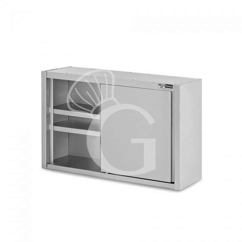 Pensile acciaio inox con porte scorrevoli, 2 ripiani, L 1100 x P 400 x H 800 mm - SECONDA SCELTA
