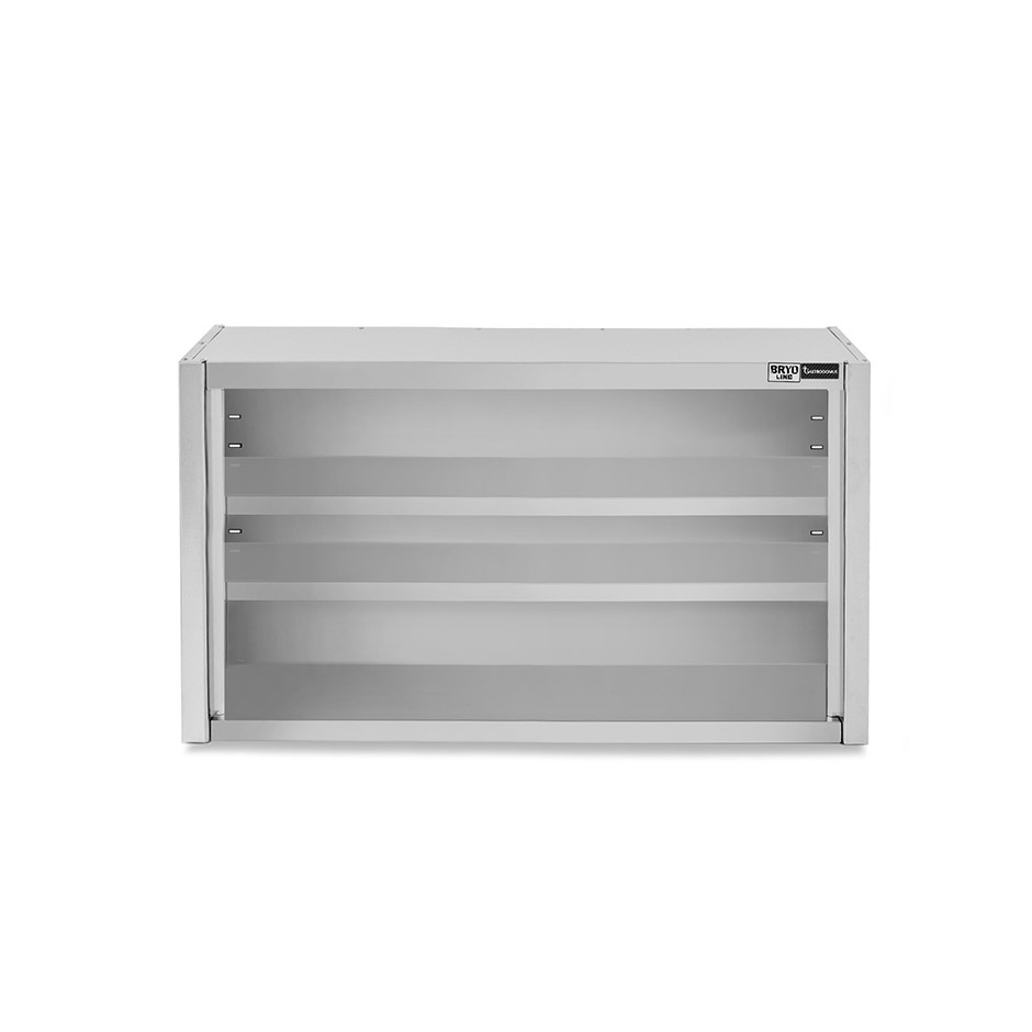 Pensile acciaio inox con porte scorrevoli, 2 ripiani, L 1100 x P 400 x H 800 mm - SECONDA SCELTA