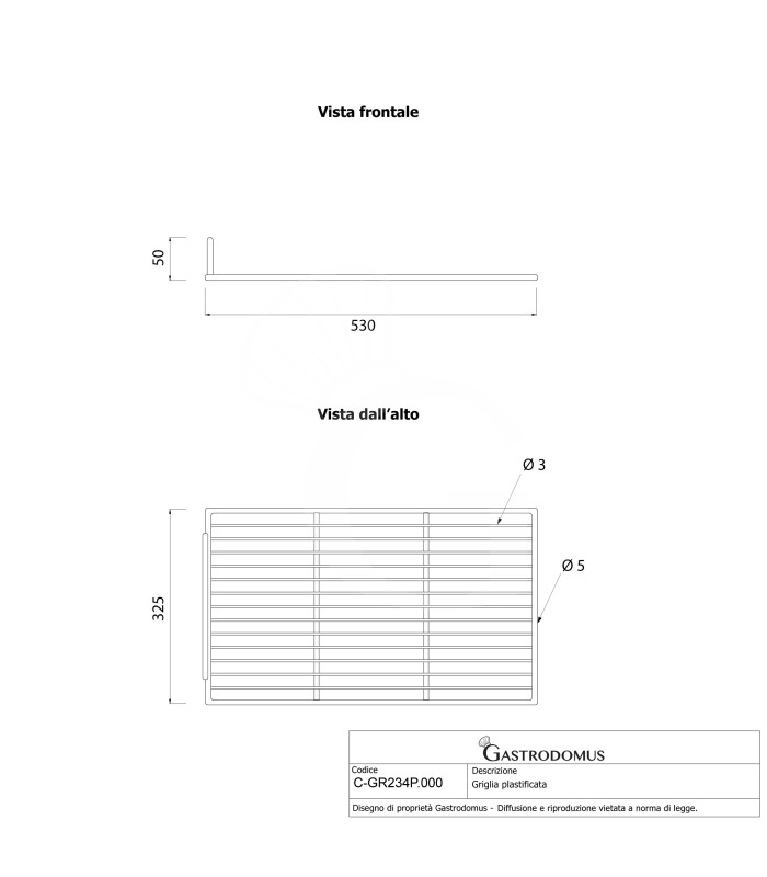 Griglia plastificata con ferma prodotto - L 325 x P 350 mm