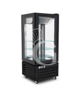 Espositore negativo ventilato, 4 lati vetro, finitura color nero, 280 LT, temperatura -18°C / -22°C classe energetica D