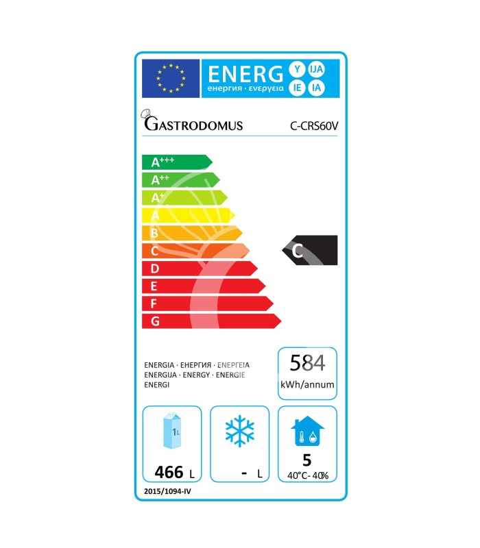 Armadio refrigerato statico in acciaio inox 0°C/+8°C - 466 LT