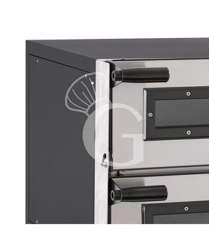 Fornetto Elettrico 2 pizze 400 mm 2 camere controllo meccanico potenza 2,4 Kw porta vetro