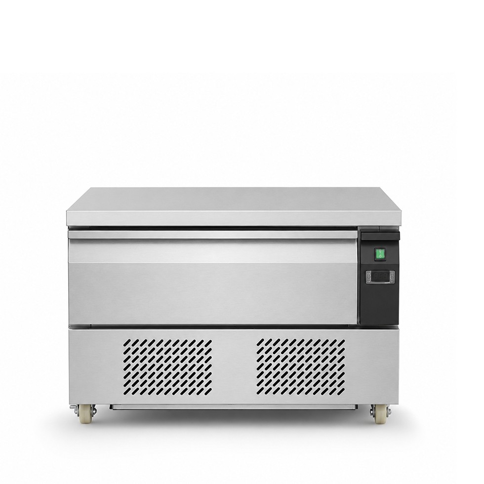 Cassettiera refrigerata con ruote, 2xGN1/1 e conversione di temperatura da negativa a positiva