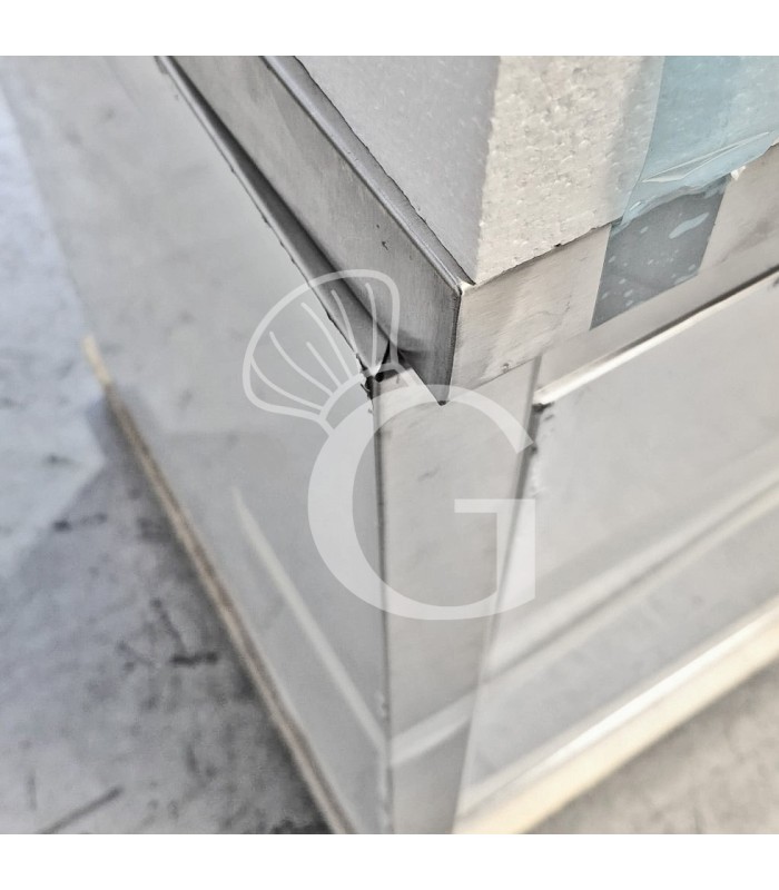 Lavello inox armadiato porte scorrevoli,1vasca,gocciolatoio a destra,alzatina,L1300xP600xH965mm - SECONDA SCELTA