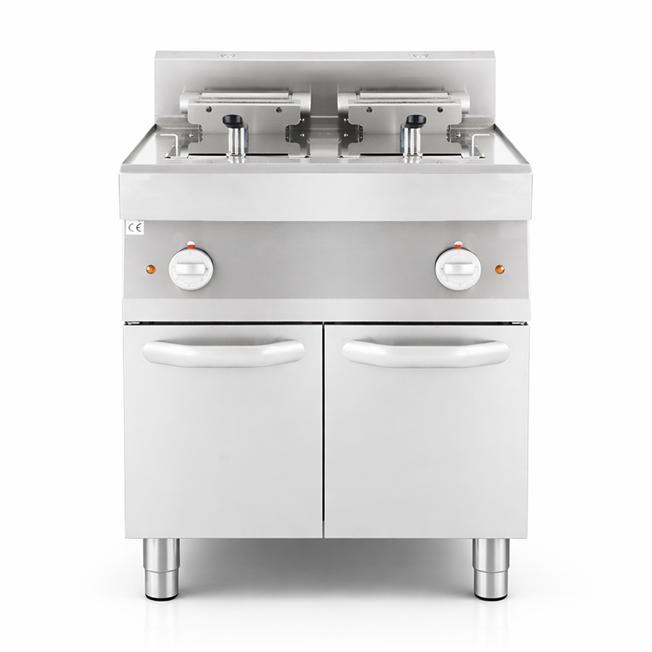 Friggitrice Industriale elettrica su armadio chiuso 2 vasche 10 LT + 10 LT 15 Kw Trifase - SECONDA SCELTA