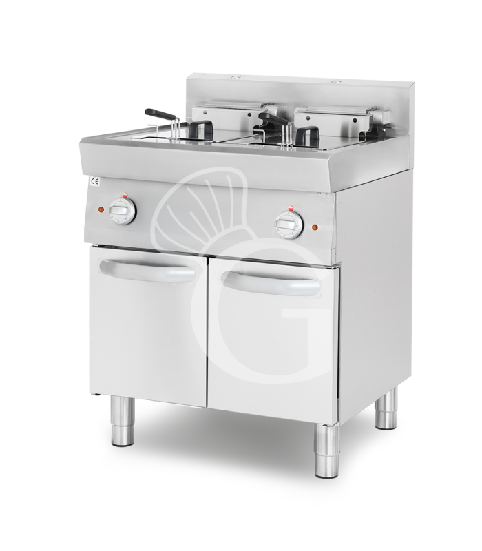 Friggitrice Industriale elettrica su armadio chiuso 2 vasche 10 LT + 10 LT 15 Kw Trifase - SECONDA SCELTA