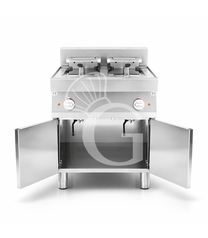 Friggitrice Industriale elettrica su armadio chiuso 2 vasche 10 LT + 10 LT 15 Kw Trifase - SECONDA SCELTA
