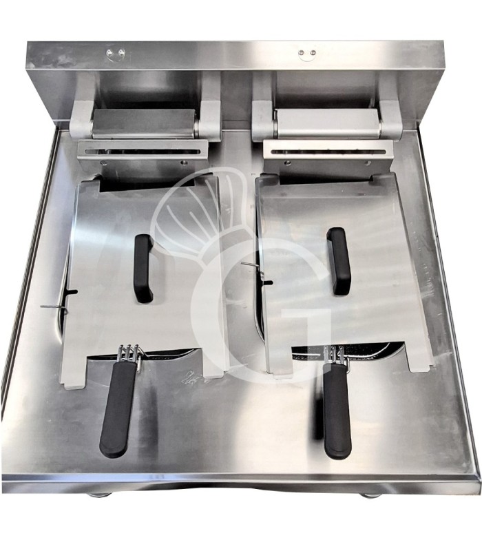 Friggitrice Industriale elettrica su armadio chiuso 2 vasche 10 LT + 10 LT 15 Kw Trifase - SECONDA SCELTA