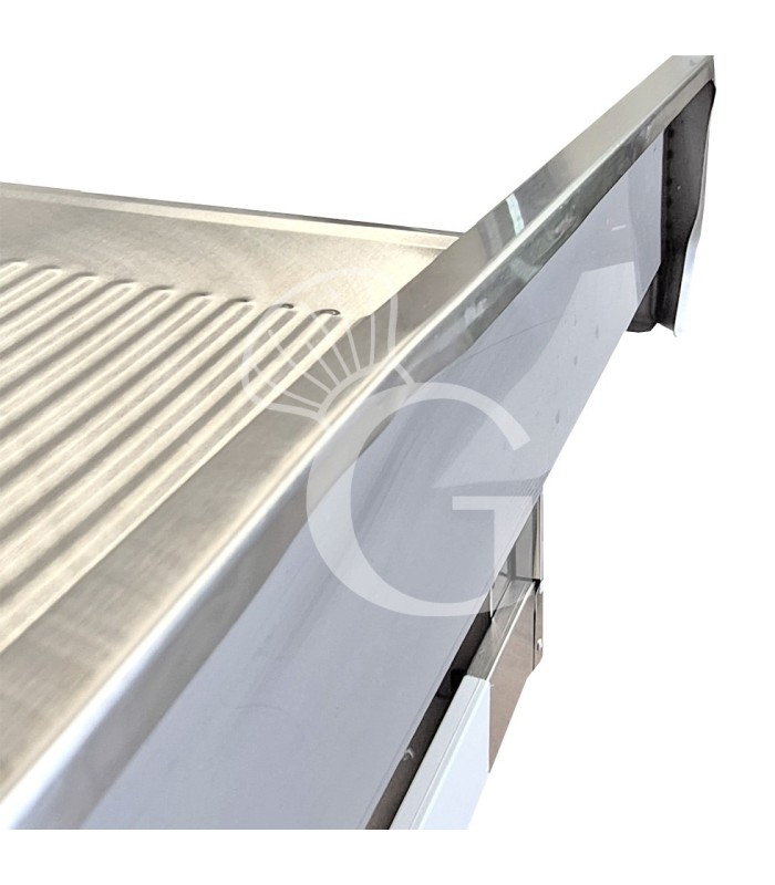 Lavello semplice con alzatina, 1 ripiano, 2 vasche, gocciolatoio a sinistra, L1400xP700xH965mm - SECONDA SCELTA