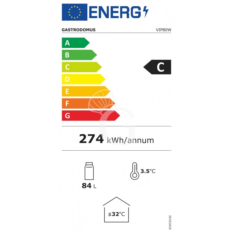 Scheda energetica Espositore refrigerato ventilato per bibite 0°C/+10°C 60 LT colore bianco