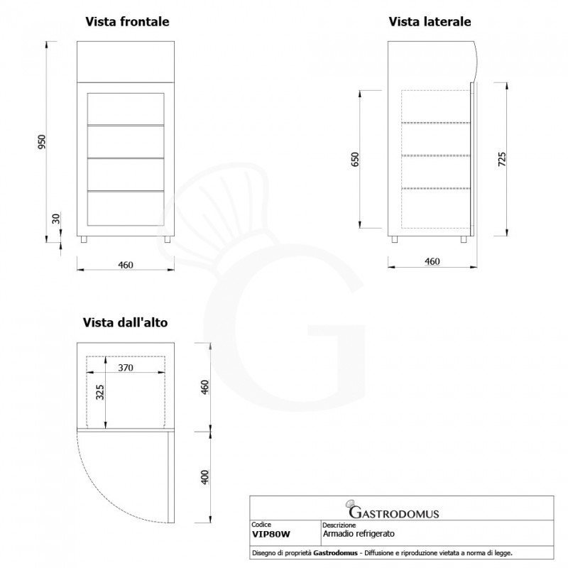 Frigo Bibite Ventilato 60 LT 0°C/+10°C colore bianco - Vista frontale e laterale