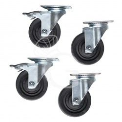 Kit 4 ruote di cui 2 con freno per tavoli armadiati inox