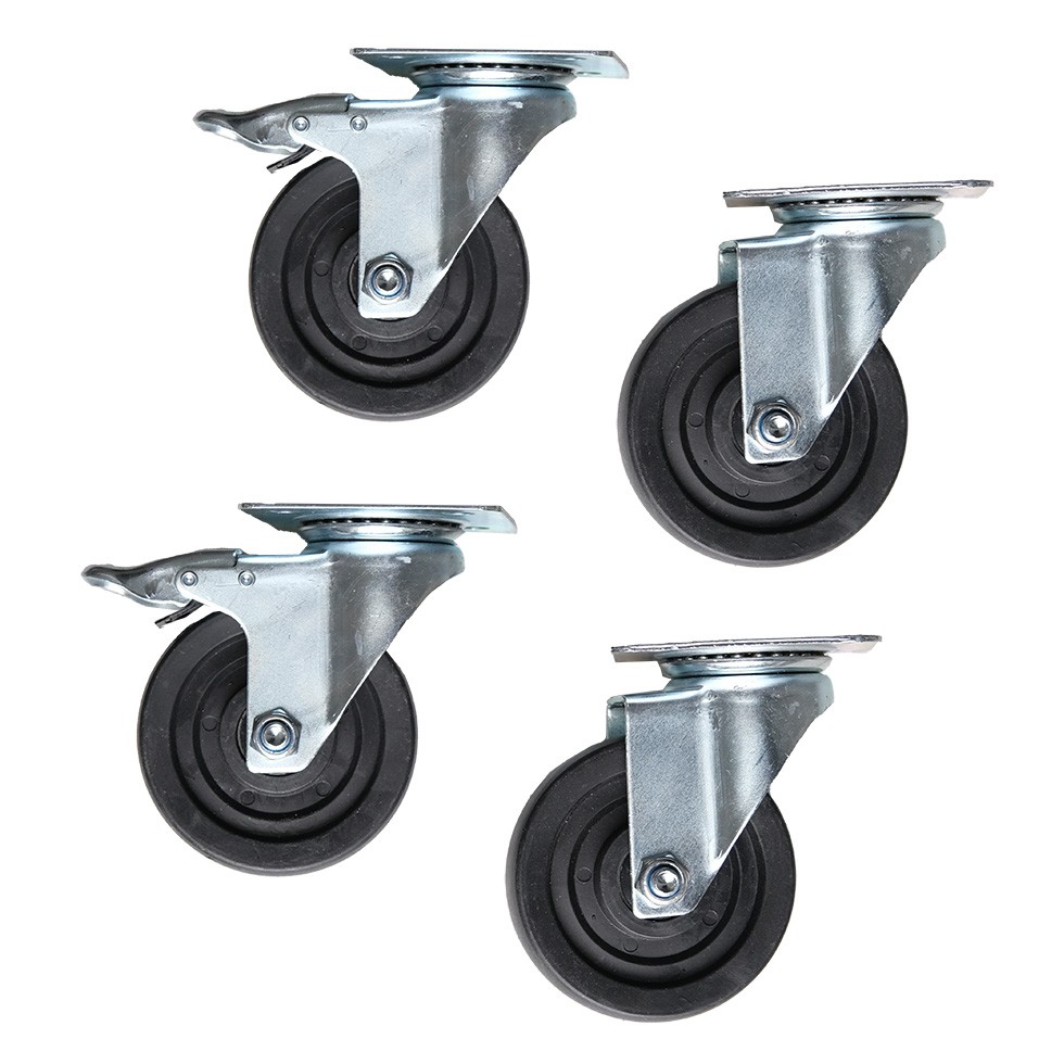Kit 4 ruote di cui 2 con freno per tavoli armadiati inox