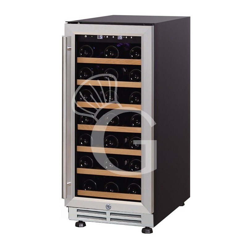 Cantina Vino da incasso Ventilata porta inox 100 LT 6 ripiani 30 bottiglie +5°C/+22°C