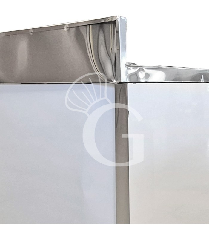 Tavolo armadiato in acciaio inox, porte scorrevoli, alzatina, dimensioni L 1000 x P 700 x H 950 mm - SECONDA SCELTA