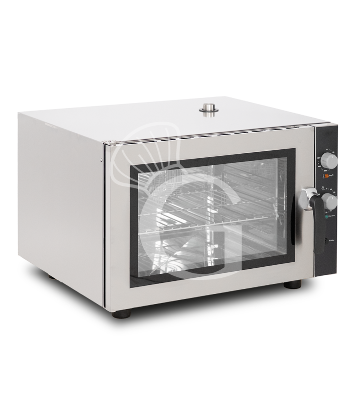 Forno elettrico a convezione per pasticceria, umidificatore, porta bandiera, comandi meccanici, trifase, 4 teglie 600x400 mm