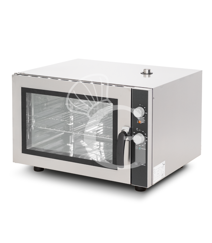 Forno elettrico a convezione per pasticceria, umidificatore, porta bandiera, comandi meccanici, trifase, 4 teglie 600x400 mm