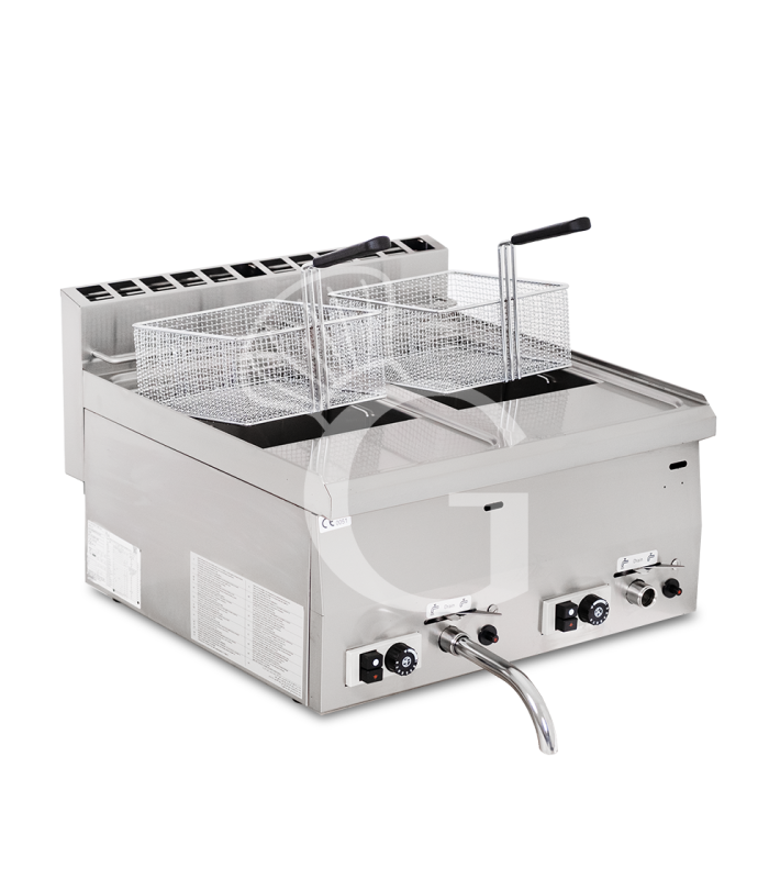 Friggitrice Professionale da banco a gas 2 vasche 8 LT + 8 LT 13600 W
