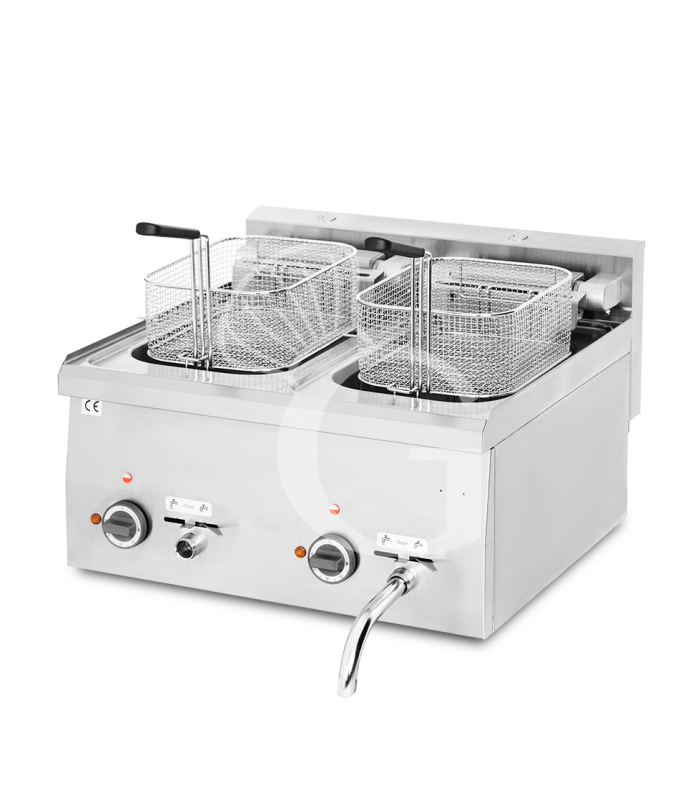 Friggitrice Industriale elettrica da banco 2 vasche 10 + 10 LT 15 Kw Trifase - P 600 mm