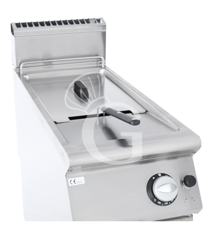 Friggitrice a Gas Professionale 21 Litri su armadio chiuso prof. 900 mm – 1 Vasca con bruciatori non a vista 19 kW