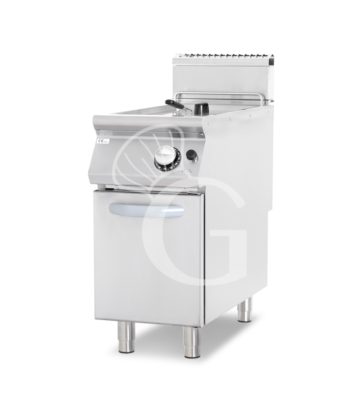 Friggitrice a Gas Professionale 17 Litri su armadio chiuso – 1 Vasca con bruciatori non a vista 16 kW