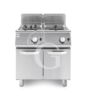Friggitrice a Gas Professionale 17+17 Litri su armadio chiuso – 2 Vasche con bruciatori non a vista 32 kW