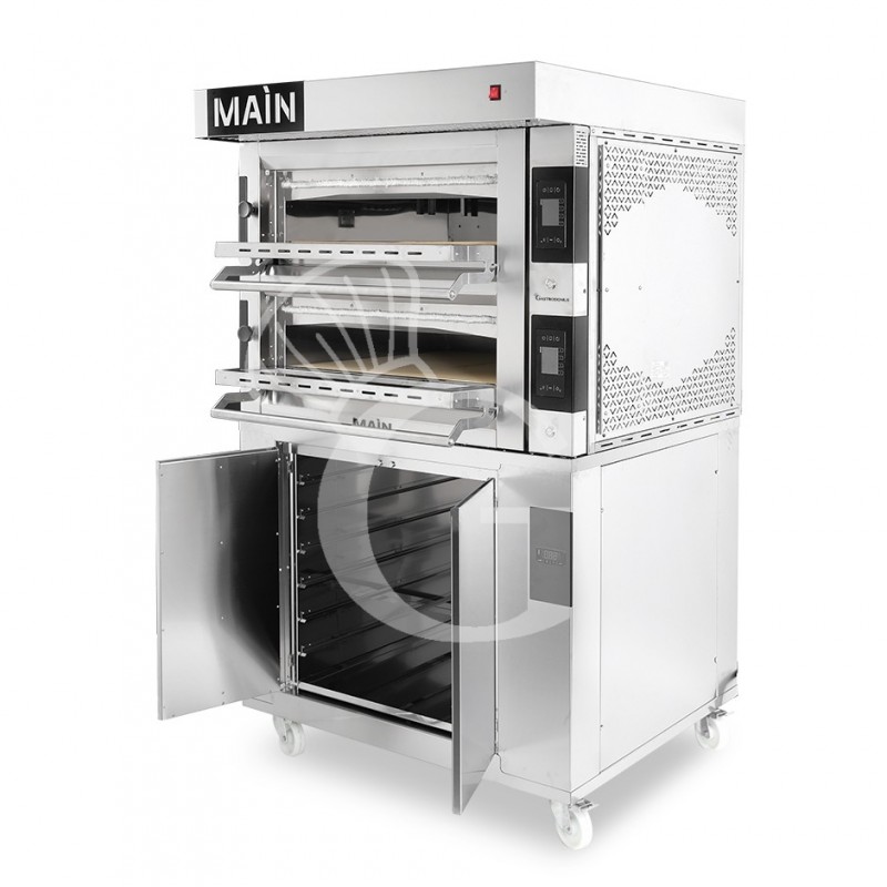 Kit pizzeria con forno elettrico, banco pizza, impastatrice 32 L, stendipizza, affettatrice e set pale.