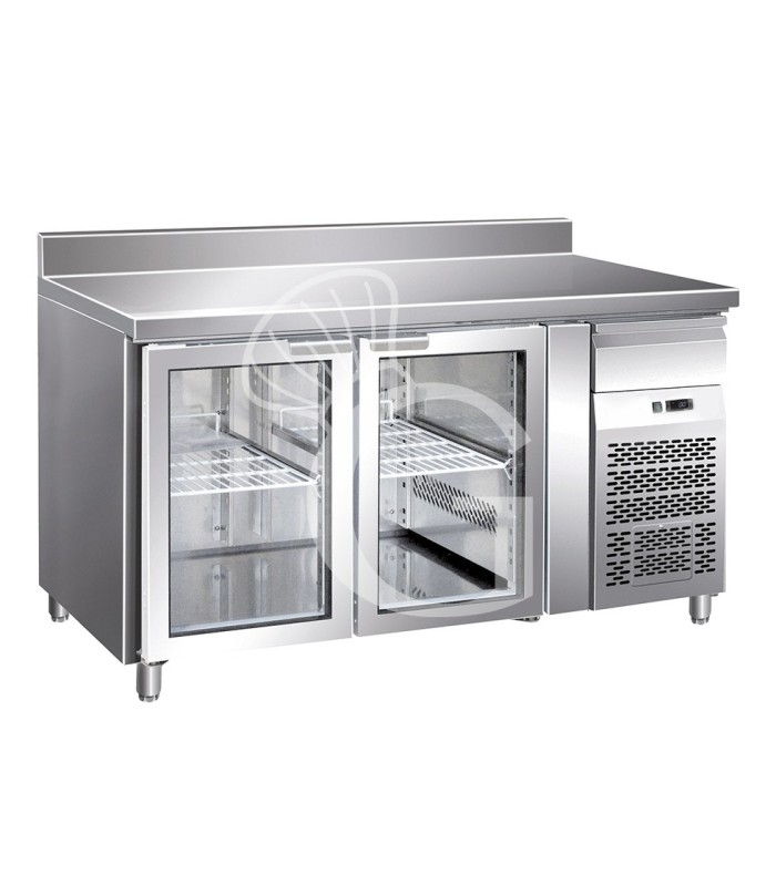 Tavolo refrigerato con 2 porte, alzatina e Prof. 700 -2°C/+8°C