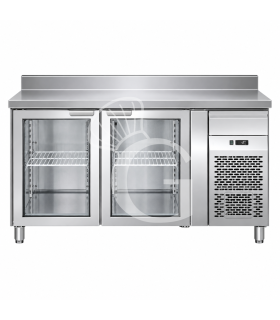 Tavolo refrigerato con 2 porte vetro, alzatina e Prof. 700 -2°C/+8°C