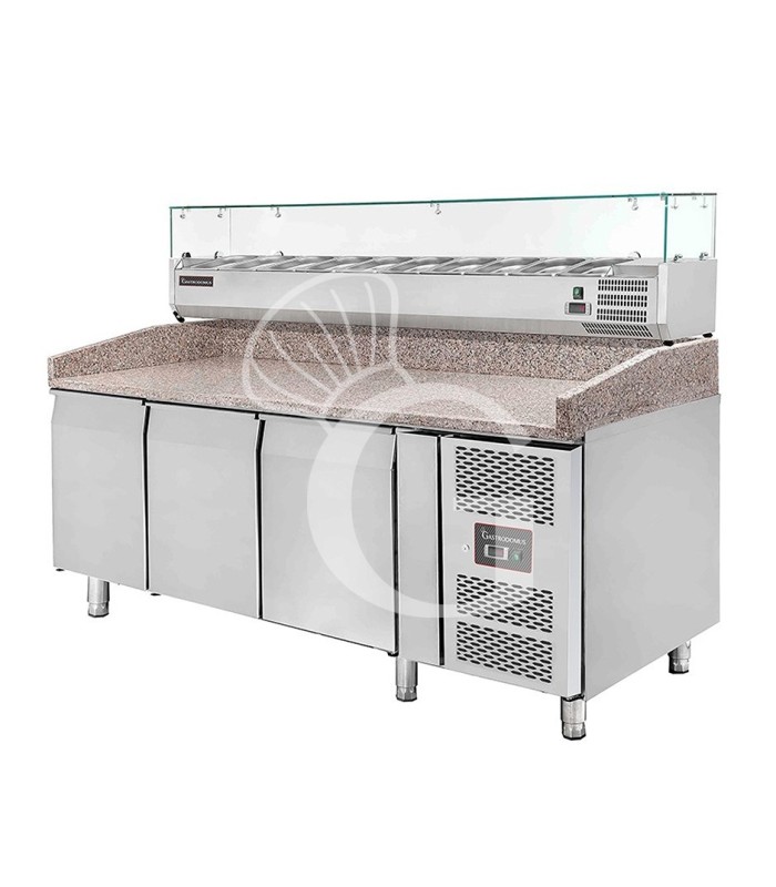 Kit pizzeria professionale con forno elettrico 2 camere, banco pizza refrigerato, impastatrice 20 L e pale pizza