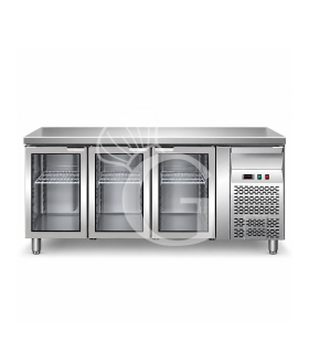 Tavolo refrigerato ventilato 3 porte in vetro Prof. 700 +2°C/+8°C
